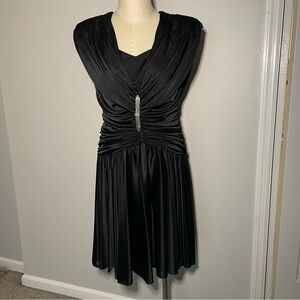 Vintage David Rose black ruched dress size 10